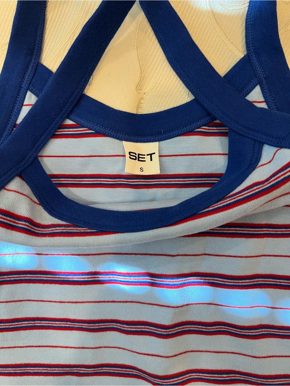 SET ACTIVE Striped Lavender & Blue Tank set - lounge tank + shorts - Picture 6 of 8